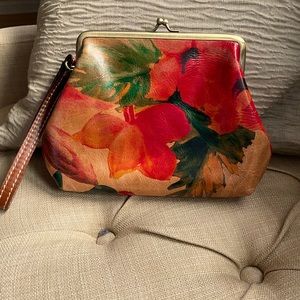 Patricia Nast leather wristlet clutch